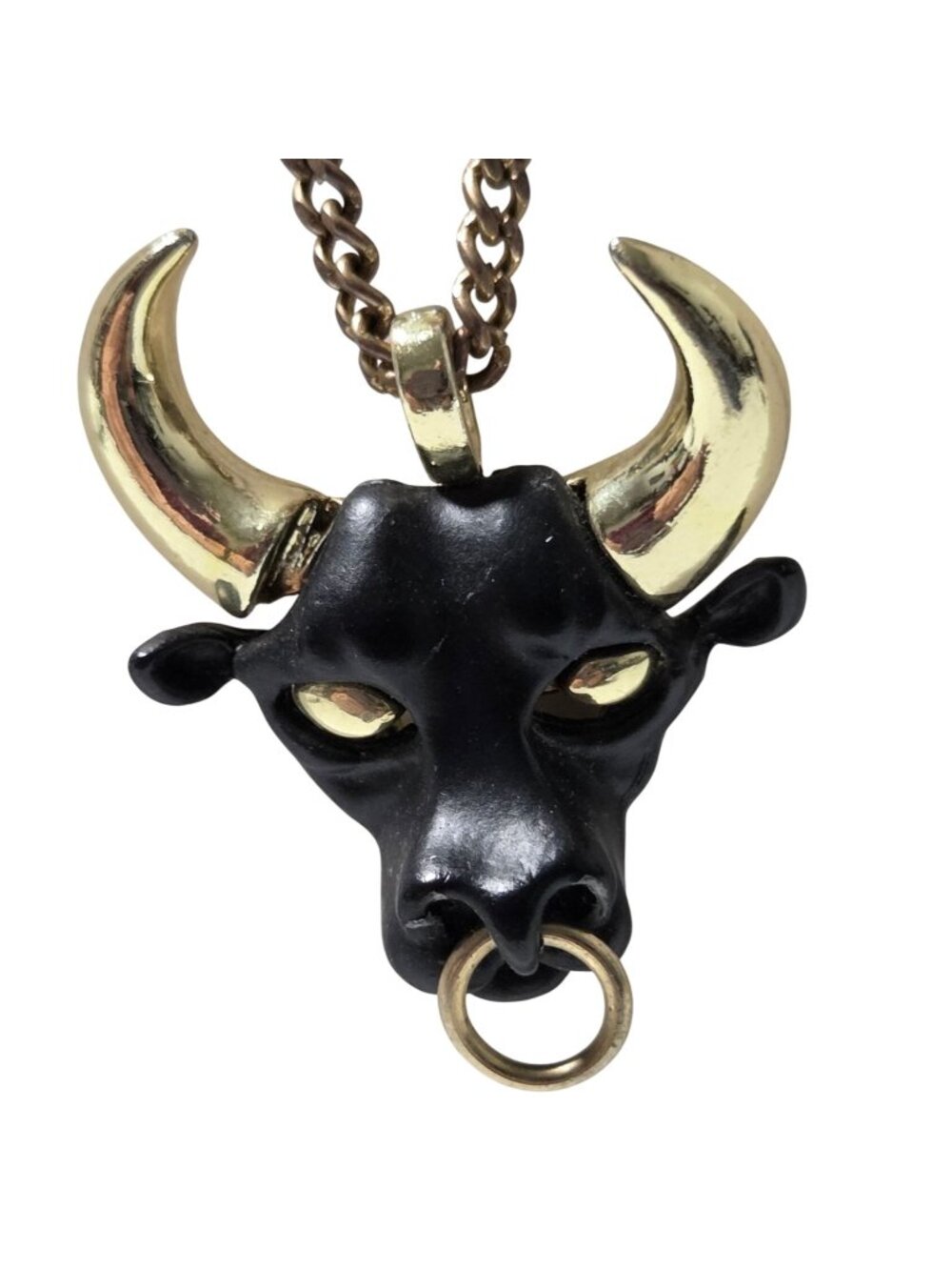 Western Gothic Bull Head Pendant Necklace Ranchcore Cowgirl Southwestern Jewelry